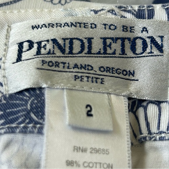 Pendleton Blue White Green Floral Stretch Pencil Skirt Women’s Size 2 - Picture 5 of 6